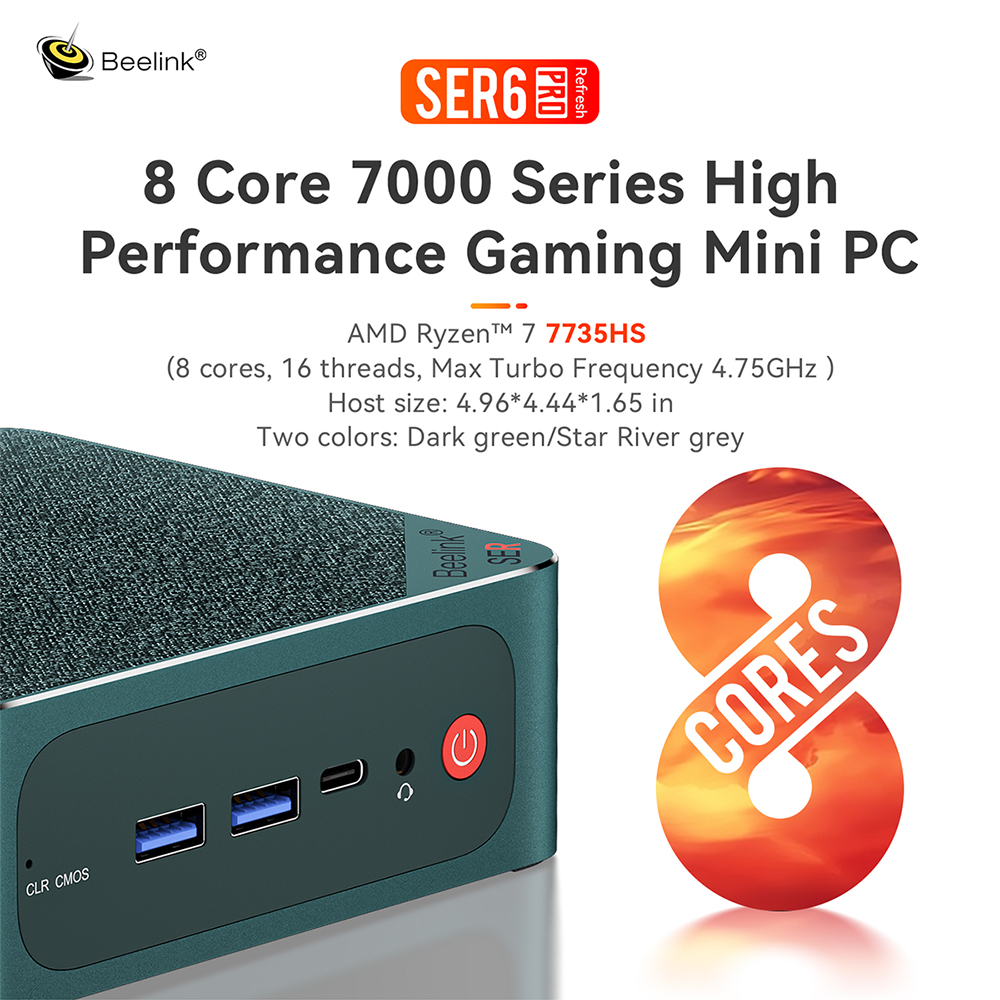 4K UHD GAME Mini PC AMD Ryzen 7 7735HS 32GB DDR5 512GB SSD Windows